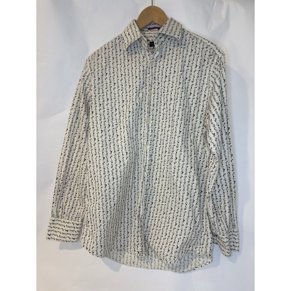 Paul Smith London Men Lavender & Purple Print Cotton Button Up Long Sleeve Shirt